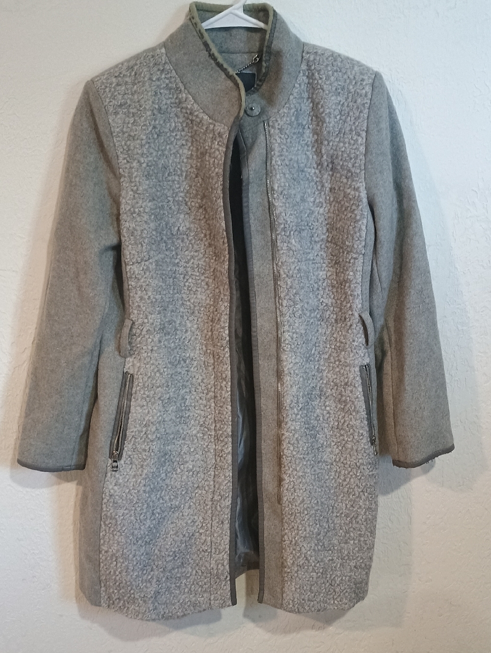 Vince Camuto Light Gray Wool-Blend Pea Coat